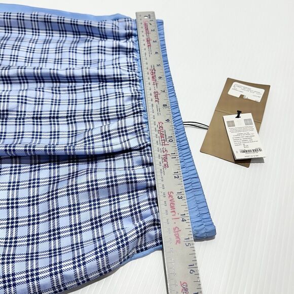 Burberry High Waist Pull On Shorts Size 6 Blue Check Print 100% Silk NWT $820 - Picture 10 of 13